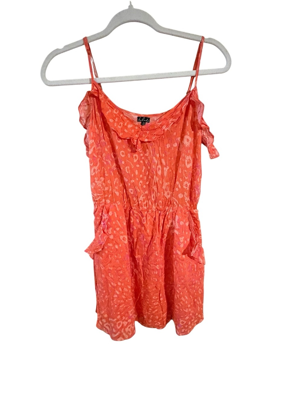 Talula Babydoll Mini Dress Orange Pink Printed Ruffle XS